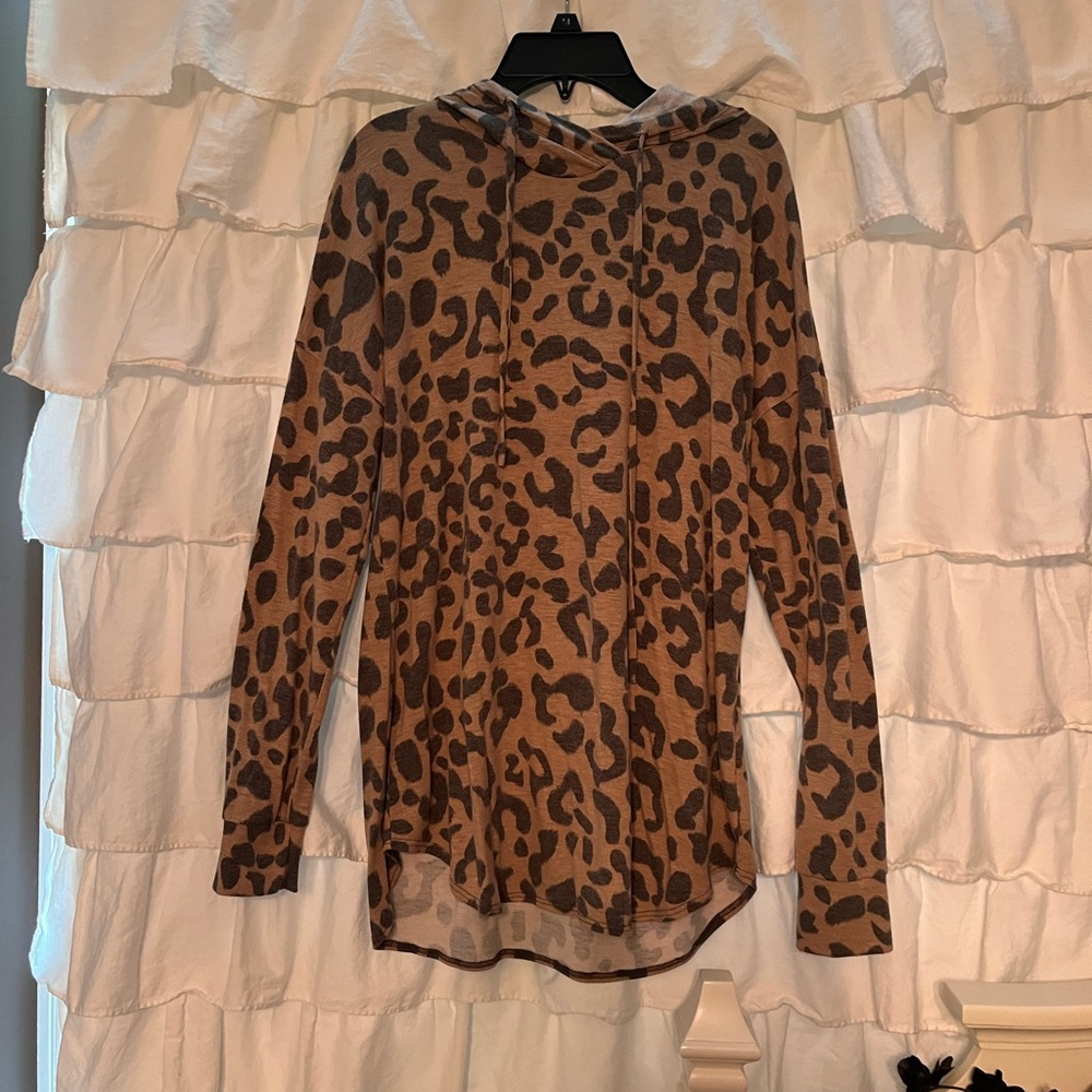 Leopard Print Women's Top with Hood